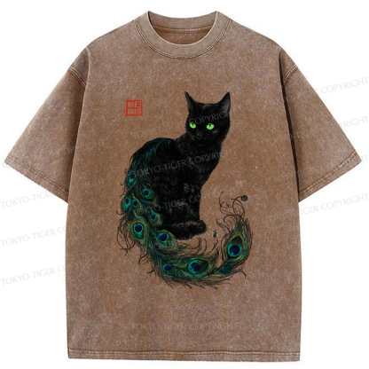 Tokyo-Tiger The Cat with a Peacock's Grace Washed T-Shirt