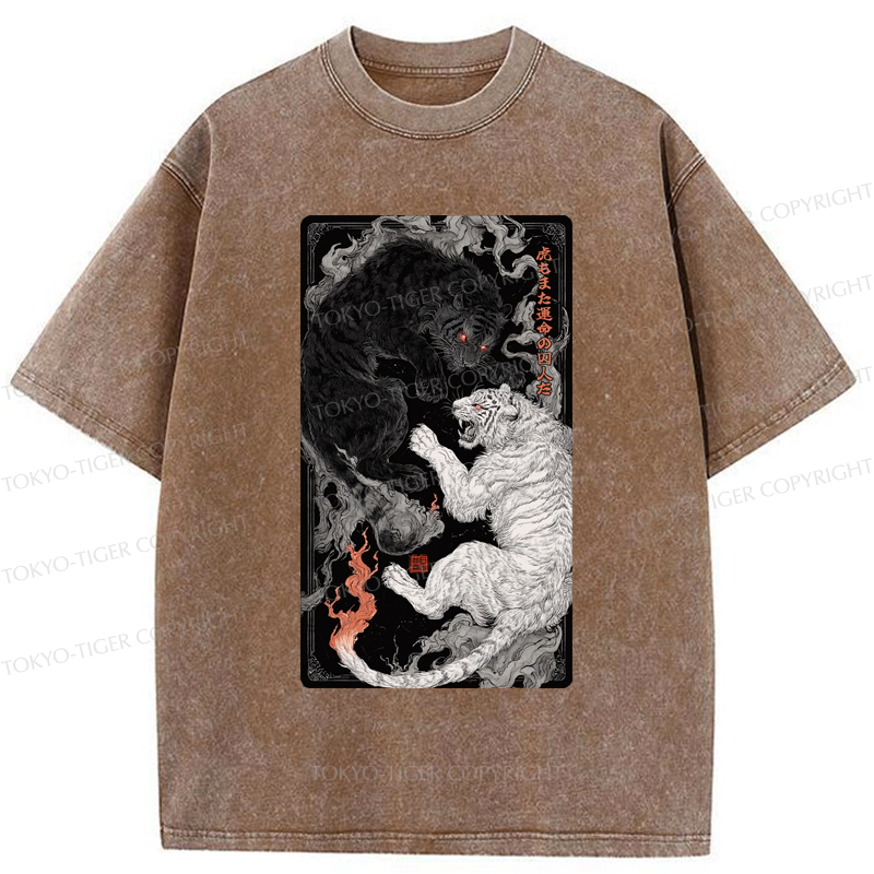 Tokyo-Tiger Tigers Locked In An Epic Battle Washed T-Shirt