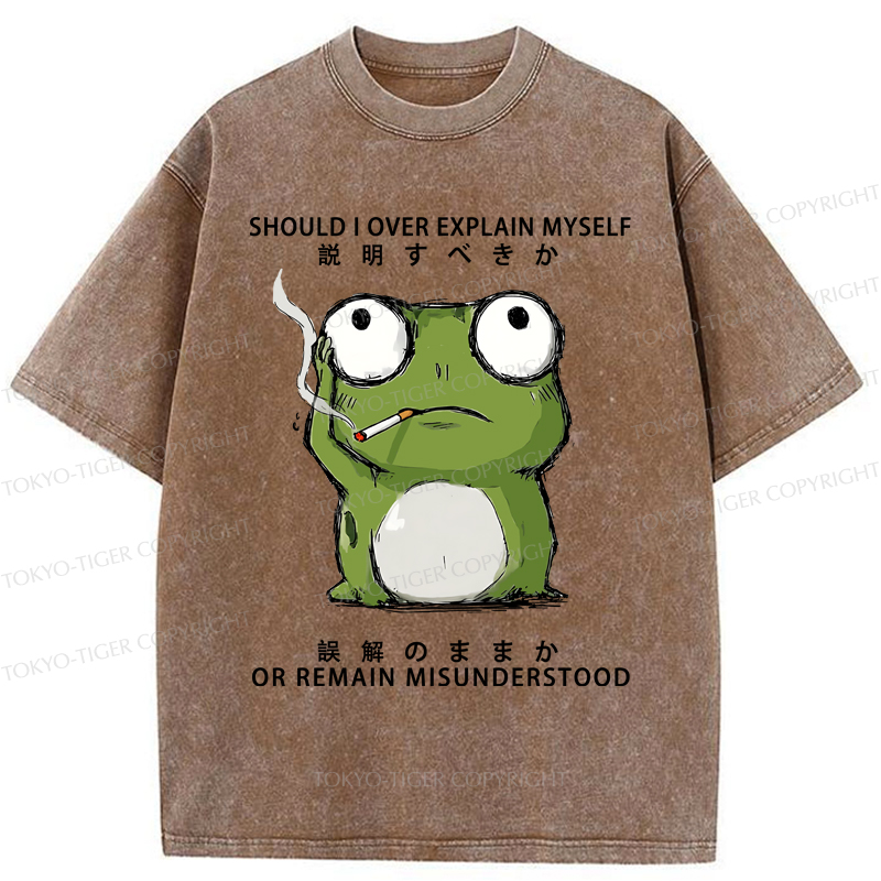 Tokyo-Tiger The Smoking Frog Of Philosophy Washed T-Shirt