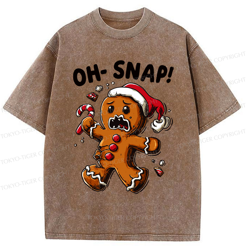 Tokyo-Tiger Oh Snap The Gingerbread Man's Christmas Chaos Washed T-Shirt