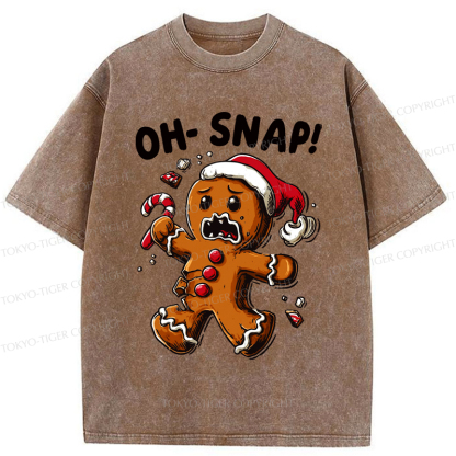 Tokyo-Tiger Oh Snap The Gingerbread Man's Christmas Chaos Washed T-Shirt