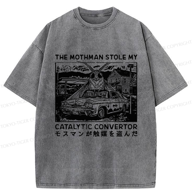 Tokyo-Tiger The Night Mothman Stole My Converter Washed T-Shirt