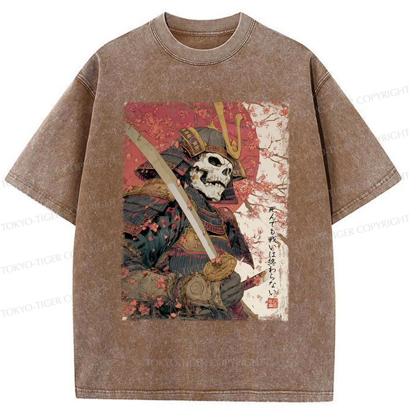 Tokyo-Tiger Samurai Under The Sakura Washed T-Shirt