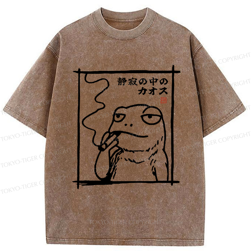 Tokyo-Tiger Chaos in the Silence of the Frog Washed T-Shirt