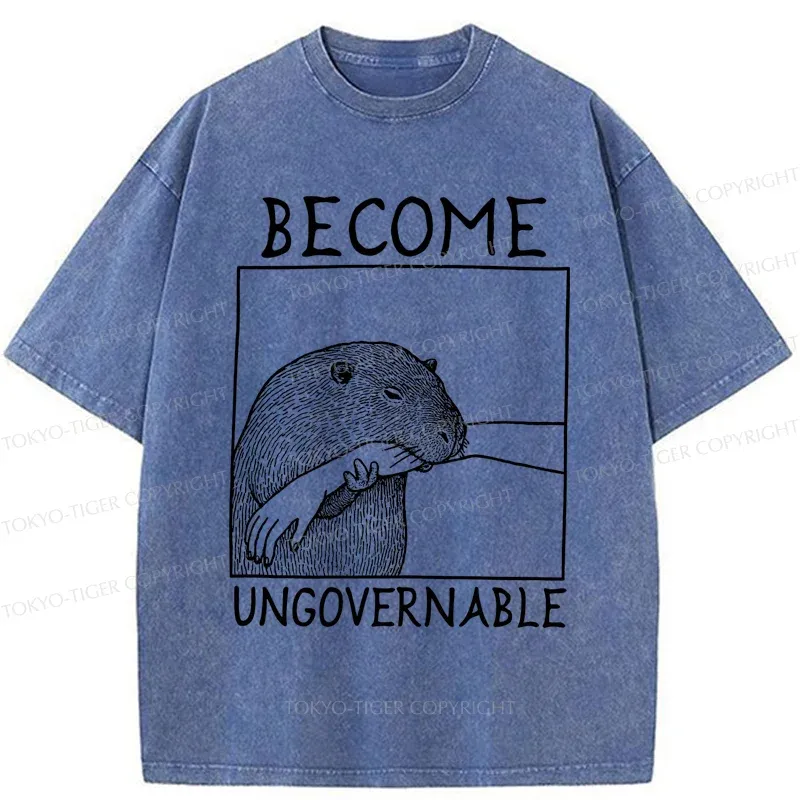 Tokyo-Tiger Capybara Bites People Washed T-Shirt