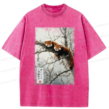 Tokyo-Tiger A funny red panda is quietly watching you Washed T-Shirt
