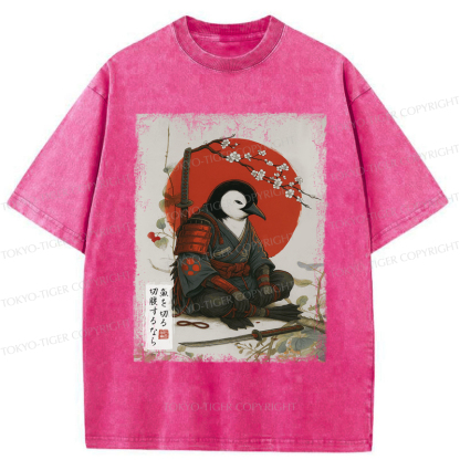 Tokyo-Tiger Japanese The Samurai Penguin Washed T-Shirt