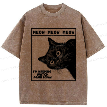 Tokyo-Tiger The cat says, 'I'm watching you.' Washed T-Shirt