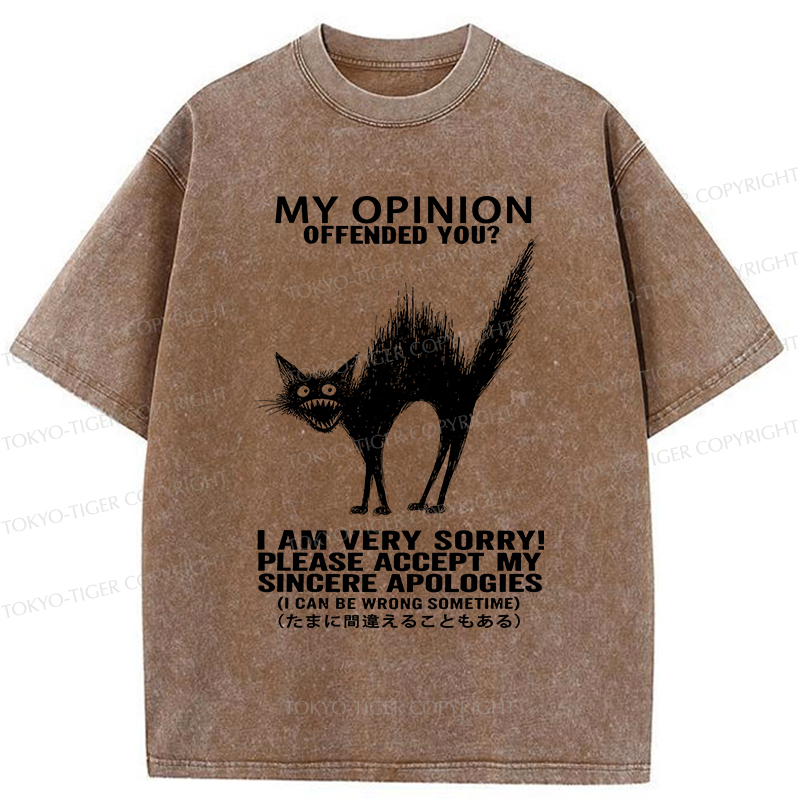 Tokyo-Tiger No Offense Cat Washed T-Shirt