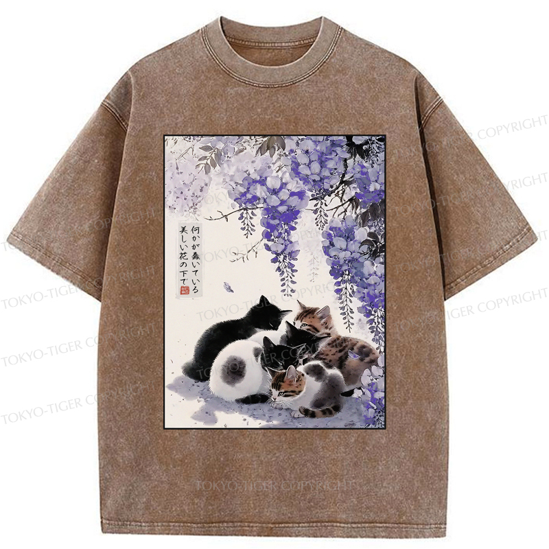 Tokyo-Tiger Cats plotting under the wisteria T-Shirt