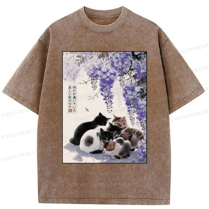 Tokyo-Tiger Cats plotting under the wisteria T-Shirt