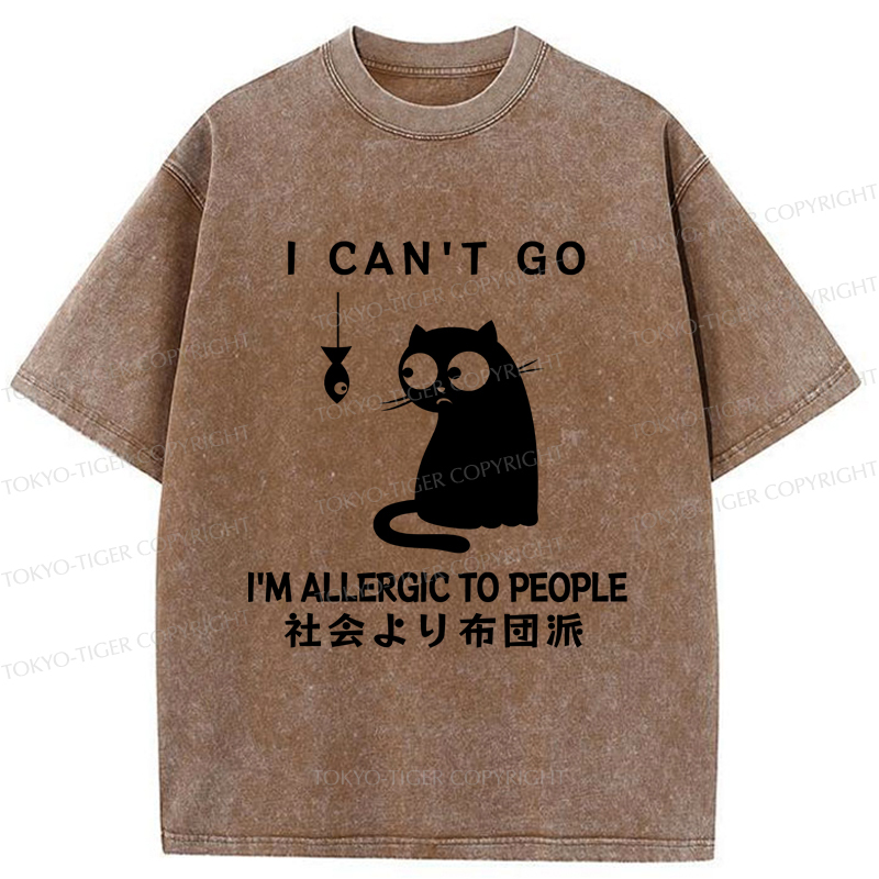Tokyo-Tiger Cats Allergic To Humans Washed T-Shirt