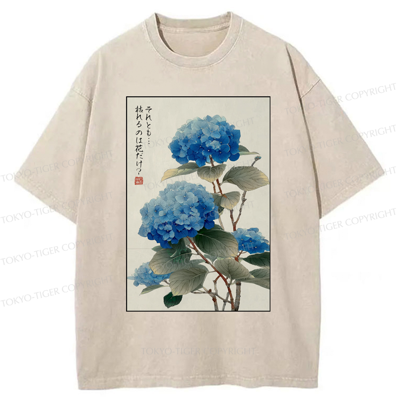 Tokyo-Tiger Hydrangeas: A Reflection of the Soul Washed T-Shirt