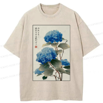 Tokyo-Tiger Hydrangeas: A Reflection of the Soul Washed T-Shirt