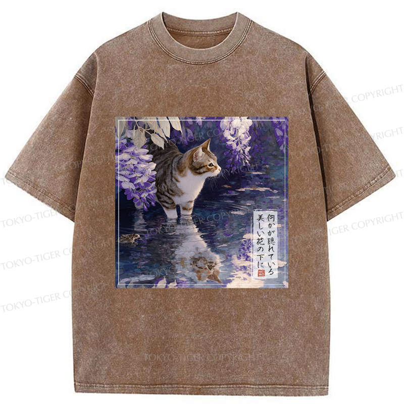 Tokyo-Tiger The Secrets of Wisteria Blooms Washed T-Shirt