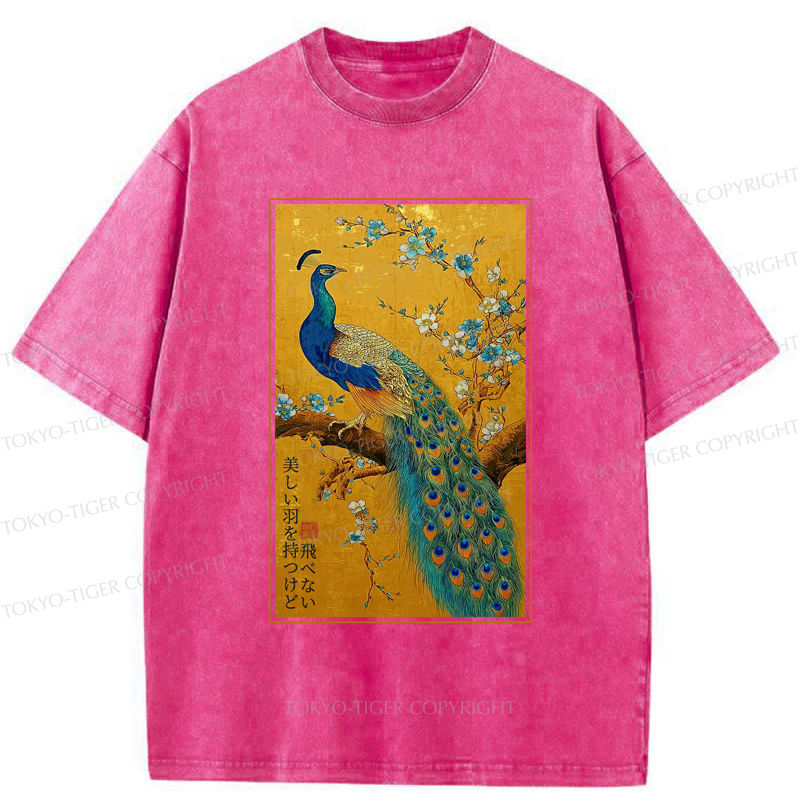 Tokyo-Tiger The Peacock's Silent Elegance Washed T-Shirt