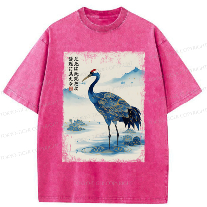 Tokyo-Tiger The Graceful Crane: Struggles Beneath the Surface Washed T-Shirt