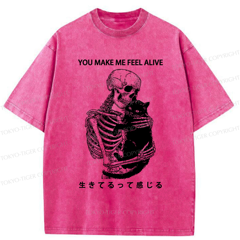 Tokyo-Tiger Cat Make Me Feel Alive Washed T-Shirt