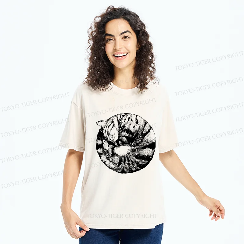 Tokyo-Tiger A Plate Of Cat Washed T-Shirt