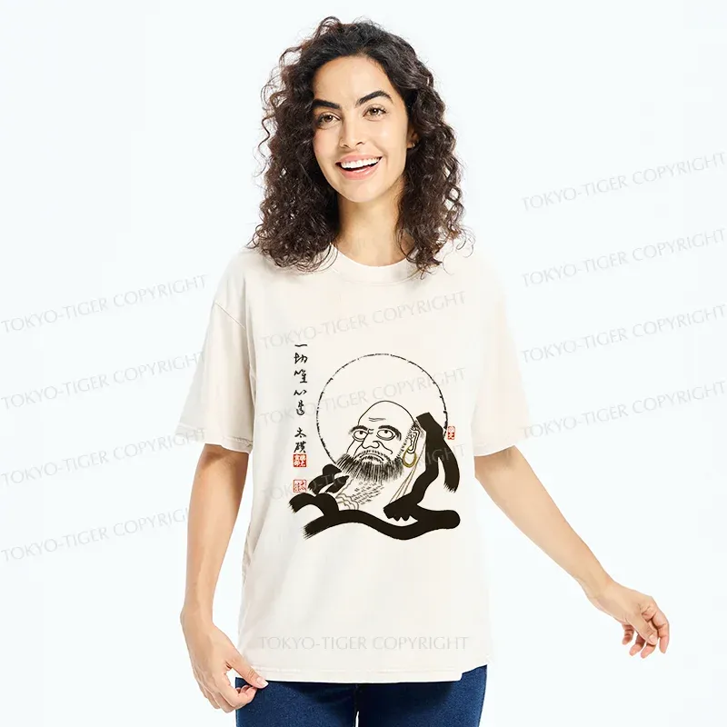 Tokyo-Tiger Funny Buddha Washed T-Shirt