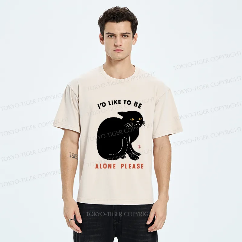 Tokyo-Tiger Cat Alone Japan Washed T-Shirt