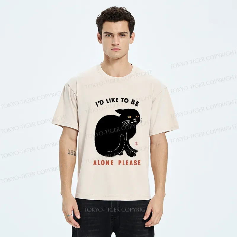 Tokyo-Tiger Cat Alone Japan Washed T-Shirt