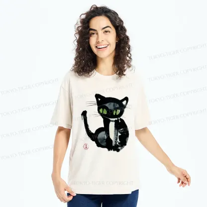 Tokyo-Tiger Ink Painting Cat Washed T-Shirt