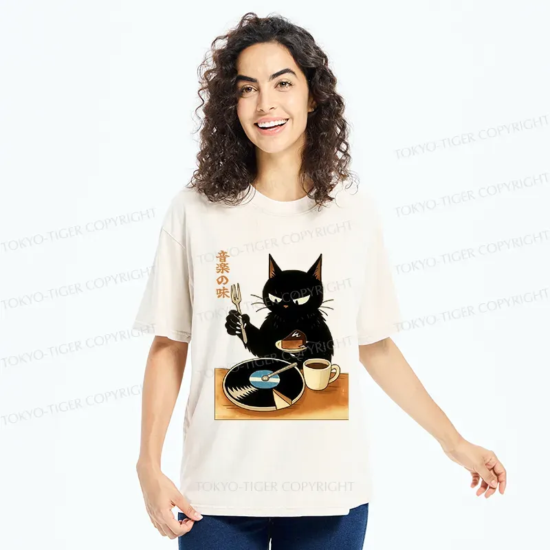 Tokyo-Tiger Cat Cutting A Record Cake Washed T-Shirt