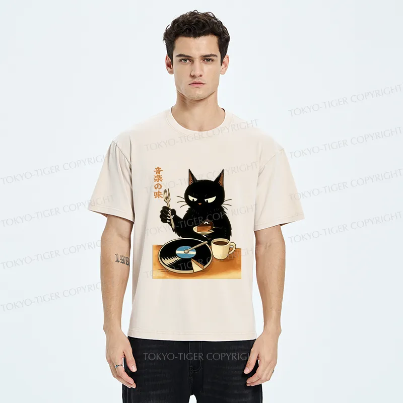 Tokyo-Tiger Cat Cutting A Record Cake Washed T-Shirt