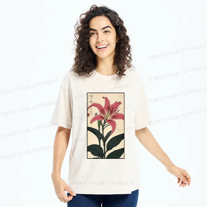 Tokyo-Tiger Retro Lily Washed T-Shirt