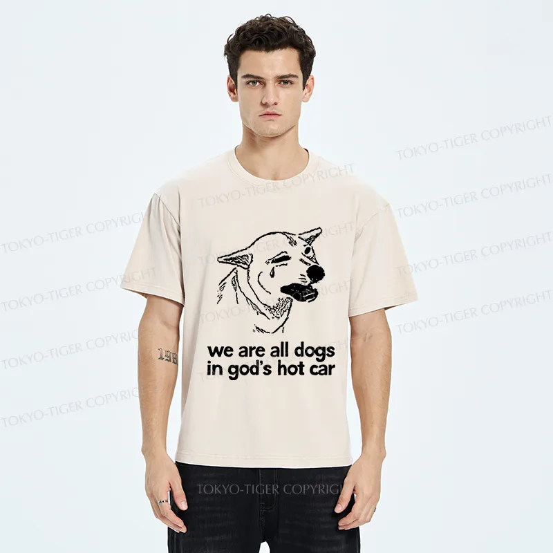 Tokyo-Tiger Sad Dog Funny Washed T-Shirt
