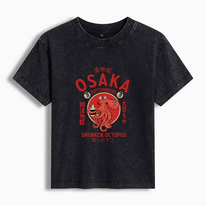 Tokyo-Tiger Drunken Octopus Japan Women's Washed T-shirt