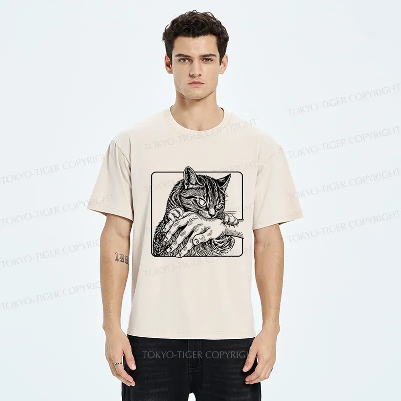 Tokyo-Tiger Vicious Cat Washed T-Shirt