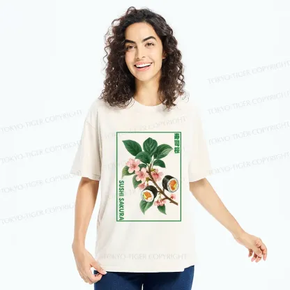Tokyo-Tiger Sushi Sakura Tree Washed T-Shirt