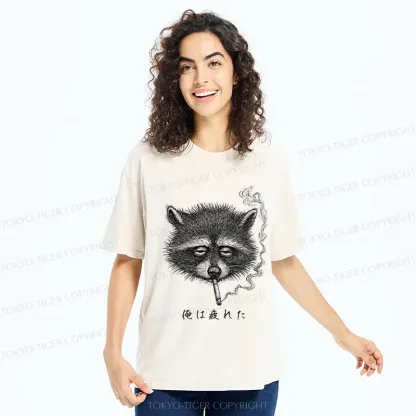 Tokyo-Tiger The Funny Raccoon is Tired Washed T-Shirt