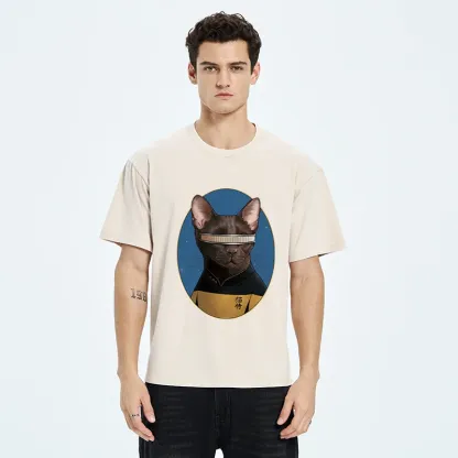 Tokyo-Tiger Star Cat Waiter Washed T-Shirt