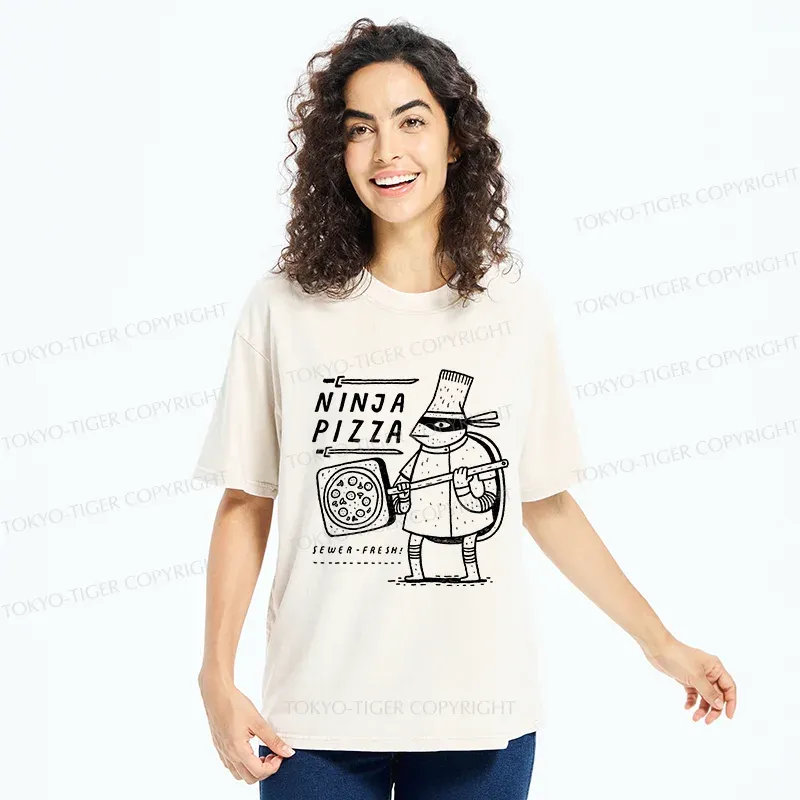 Tokyo-Tiger Turtle Pizza Washed T-Shirt