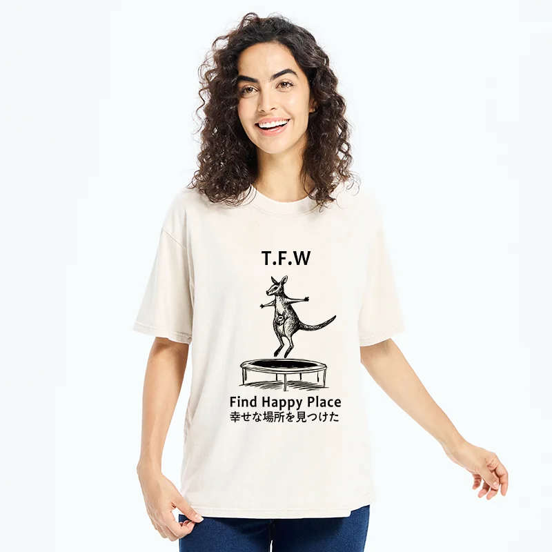 Tokyo-Tiger Funny Kangaroo Washed T-Shirt