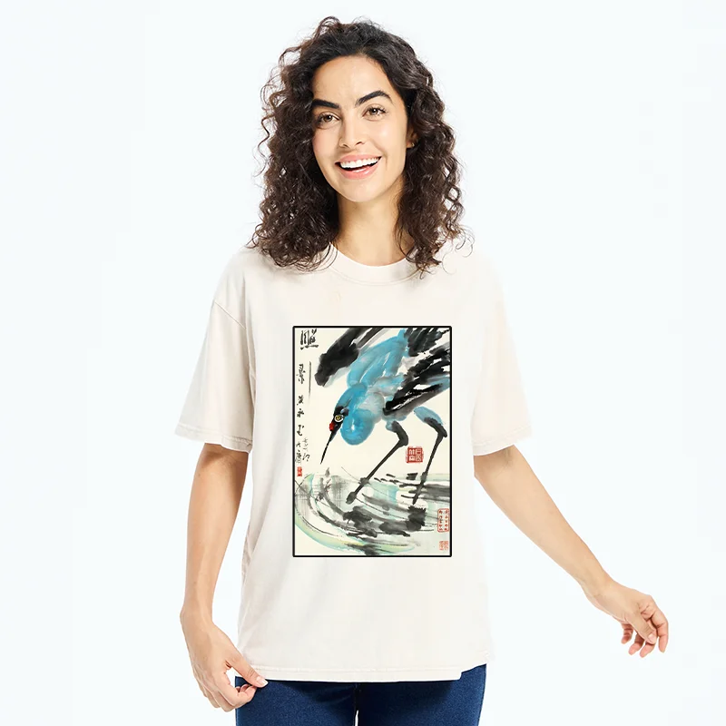 Tokyo-Tiger Crane In The Pond Washed T-Shirt