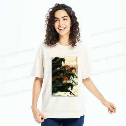 Tokyo-Tiger Galloping Horses Washed T-Shirt