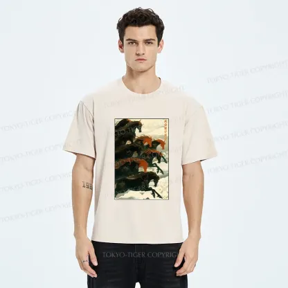 Tokyo-Tiger Galloping Horses Washed T-Shirt