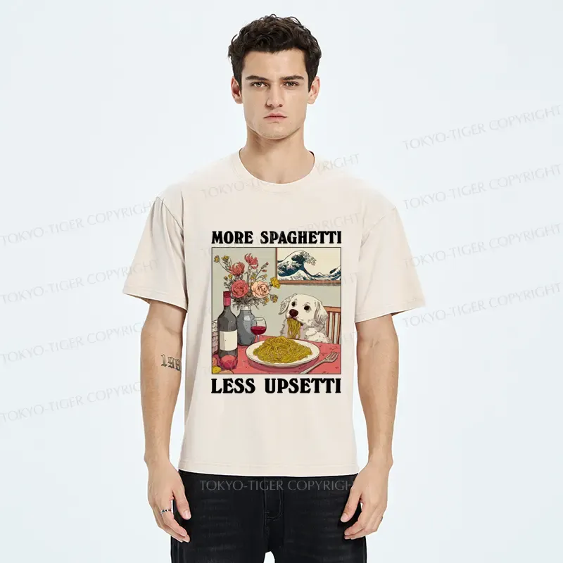 Tokyo-Tiger More Spaghetti Less Upsetti Dog Washed T-Shirt