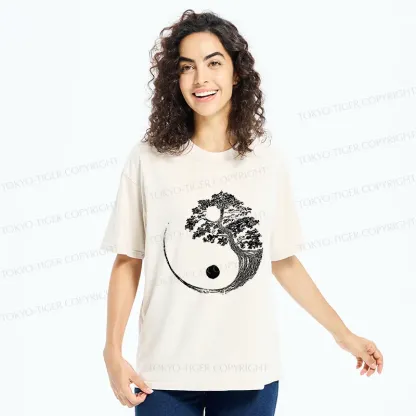 Tokyo-Tiger Yin-Yang Tai Chi Tree Washed T-Shirt
