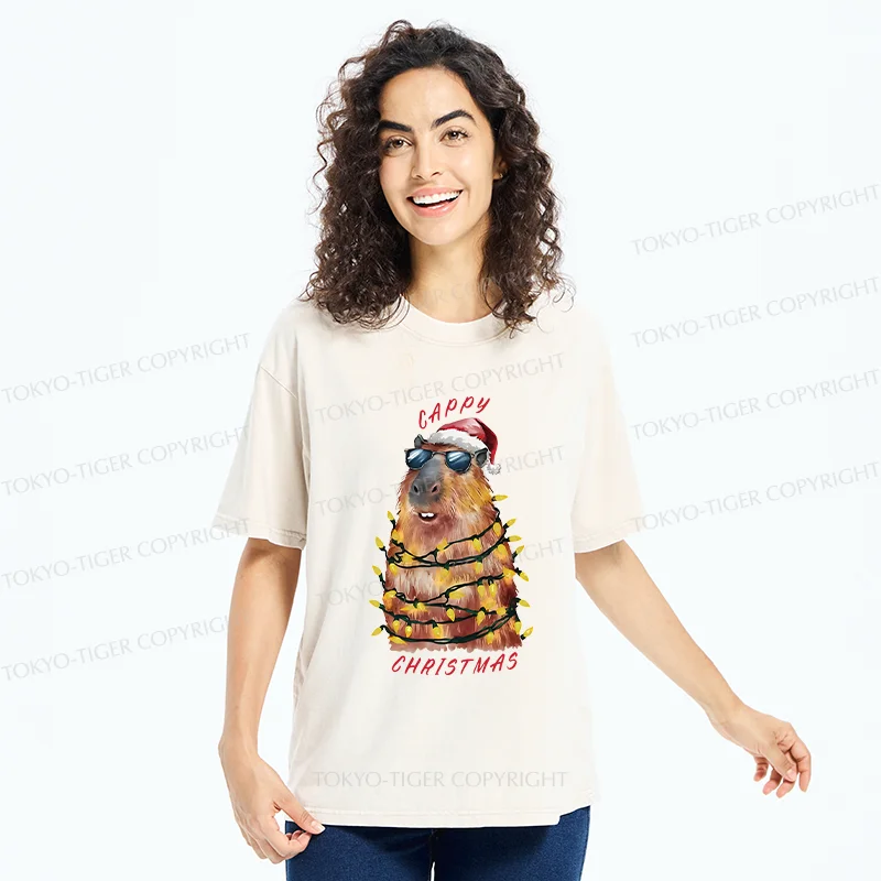 Tokyo-Tiger Merry Christmas Capybara Washed T-Shirt