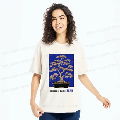 Tokyo-Tiger Japanese Bonsai Woodcut Washed T-Shirt