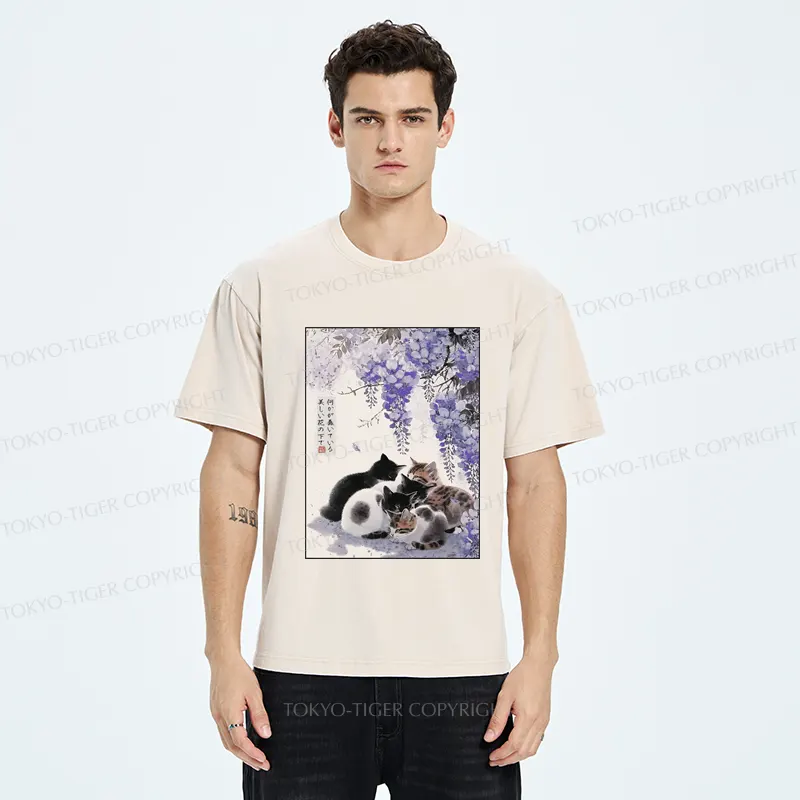 Tokyo-Tiger Cats plotting under the wisteria T-Shirt