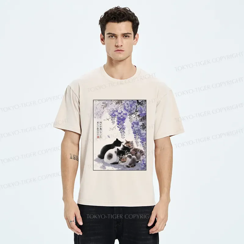 Tokyo-Tiger Cats plotting under the wisteria T-Shirt
