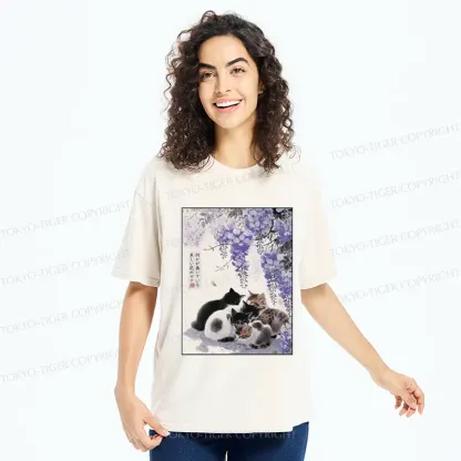 Tokyo-Tiger Cats plotting under the wisteria T-Shirt