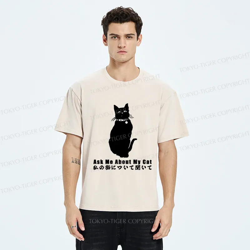 Tokyo-Tiger Tsundere Cat Washed T-Shirt