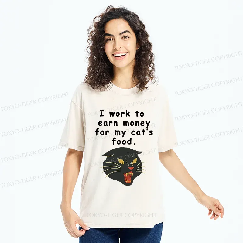 Tokyo-Tiger Working Hard For My Cat Washed T-Shirt